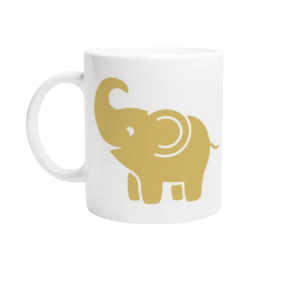 White 11oz Ceramic Mug with Gold ELE