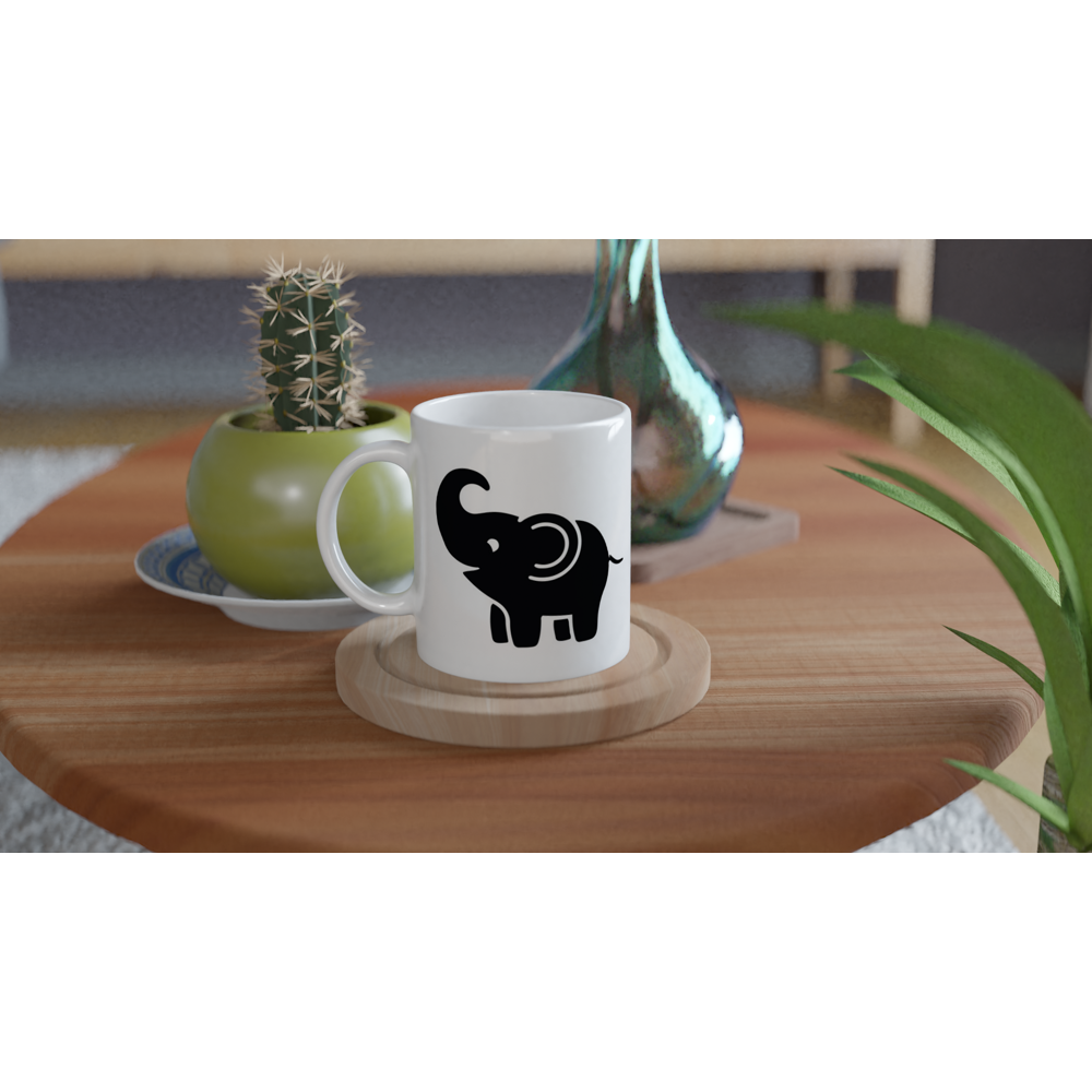 White 11oz Ceramic Mug with Black ELE