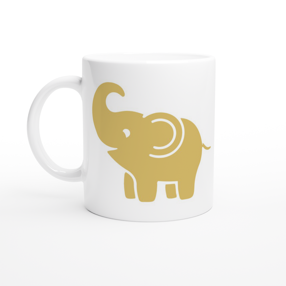 White 11oz Ceramic Mug with Gold ELE