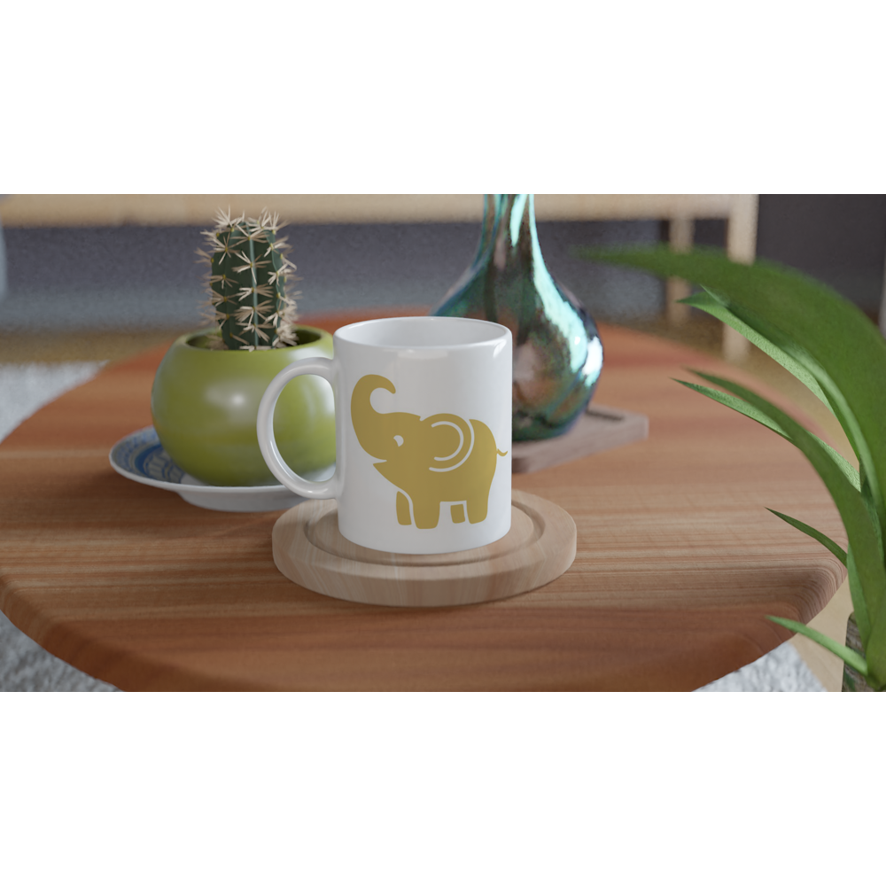 White 11oz Ceramic Mug with Gold ELE